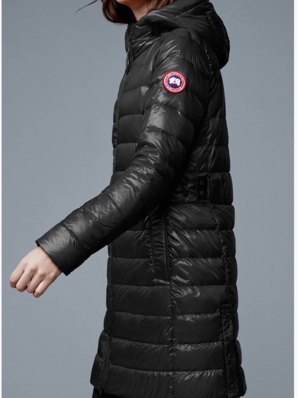 Canada Goose Black Hooded Long Quilted Puffer Coat